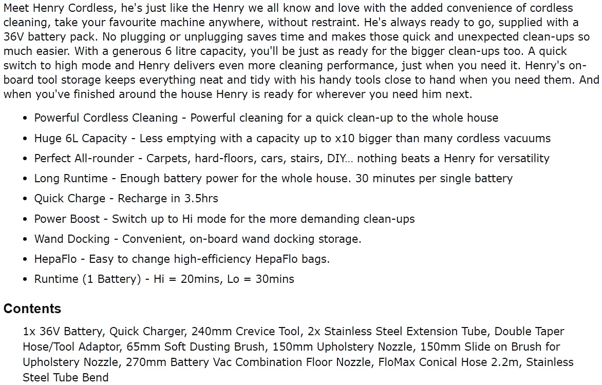 שואב אבק מקצועי נטען NUMATIC INTERNATIONAL HENRY HVB 160-12